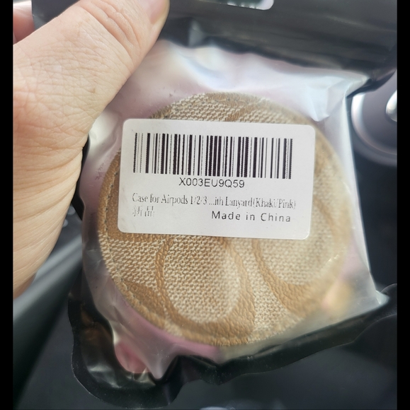 Case for Airpod 1/2 3 with lanyard / wristlet- Khaki/Pink - Picture 4 of 4